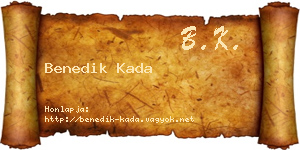 Benedik Kada névjegykártya